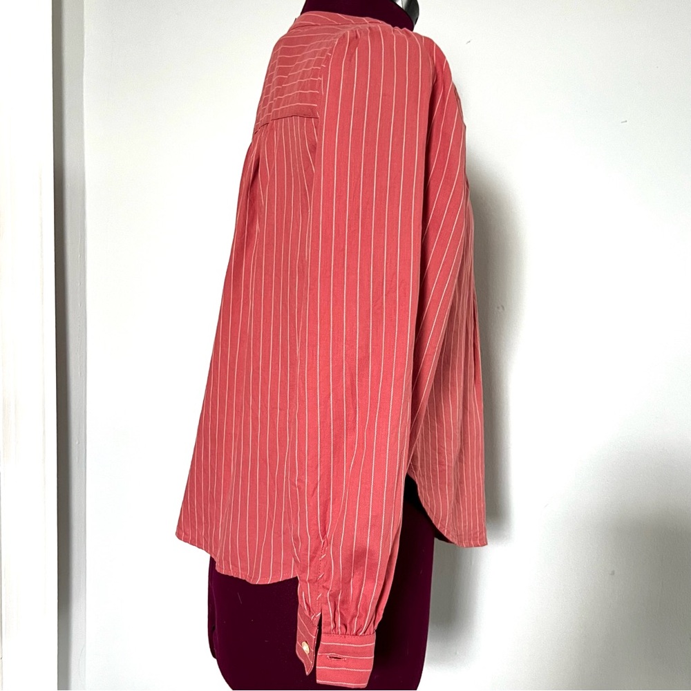 LOFT 100% Cotton Striped Shirttail Blouse, XXSP - Picture 6 of 11